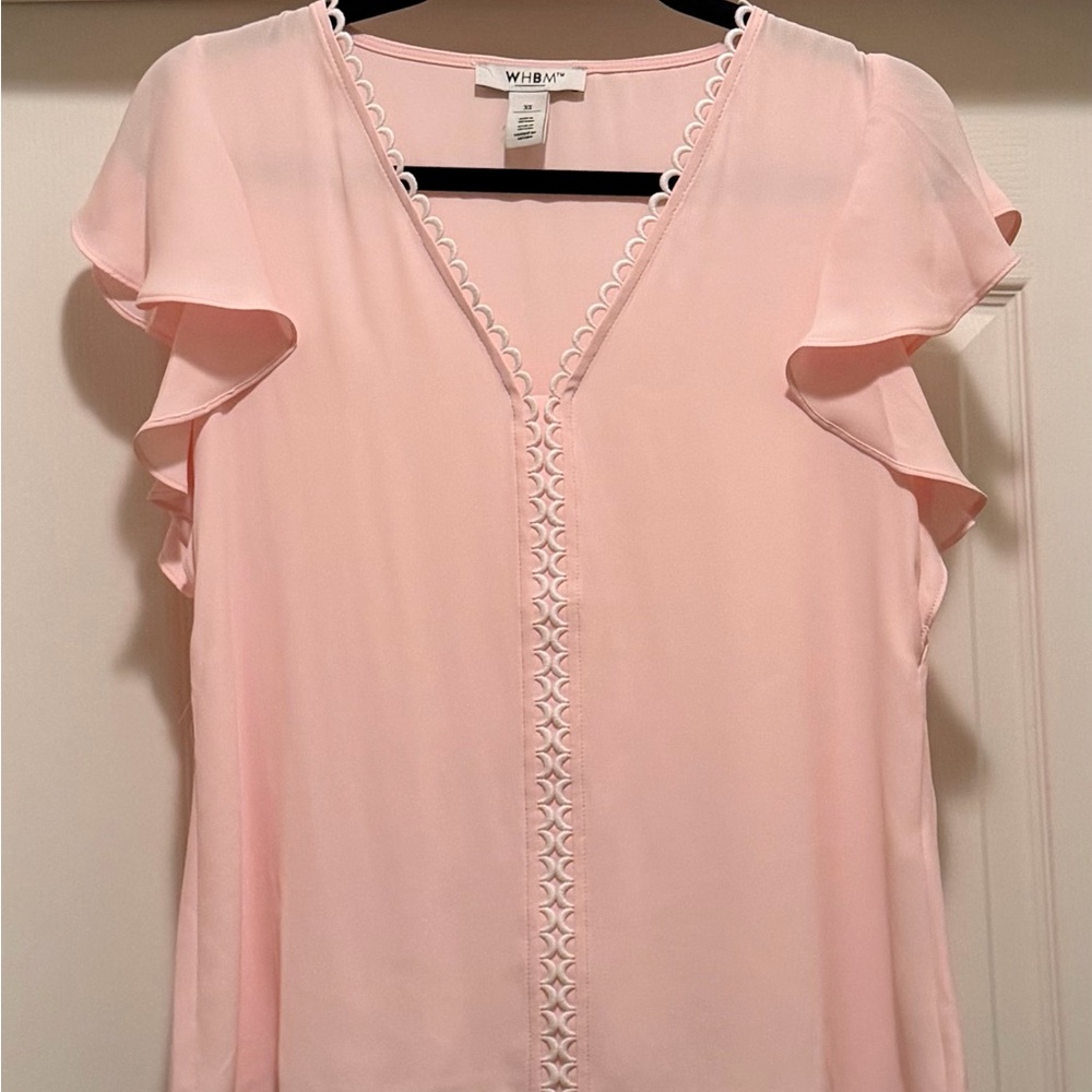 White House Black Market Blush Ruffle Blouse